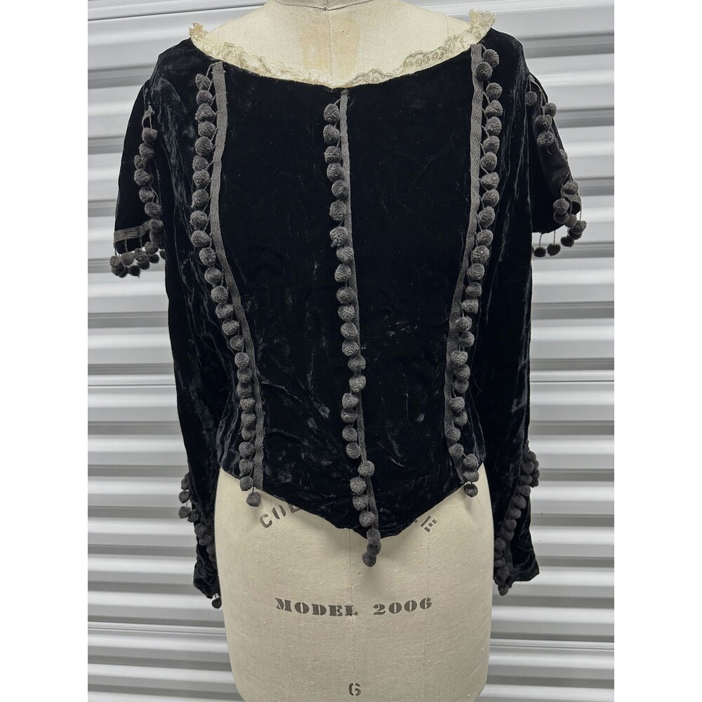 Victorian 19th Century French Black silk Velvet bodice Renaissance Style theater
